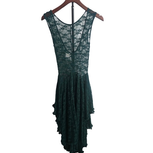 Intimately Free People French Courtship Slip Dress Green Lace Ruffle Tiered XS - Picture 3 of 7